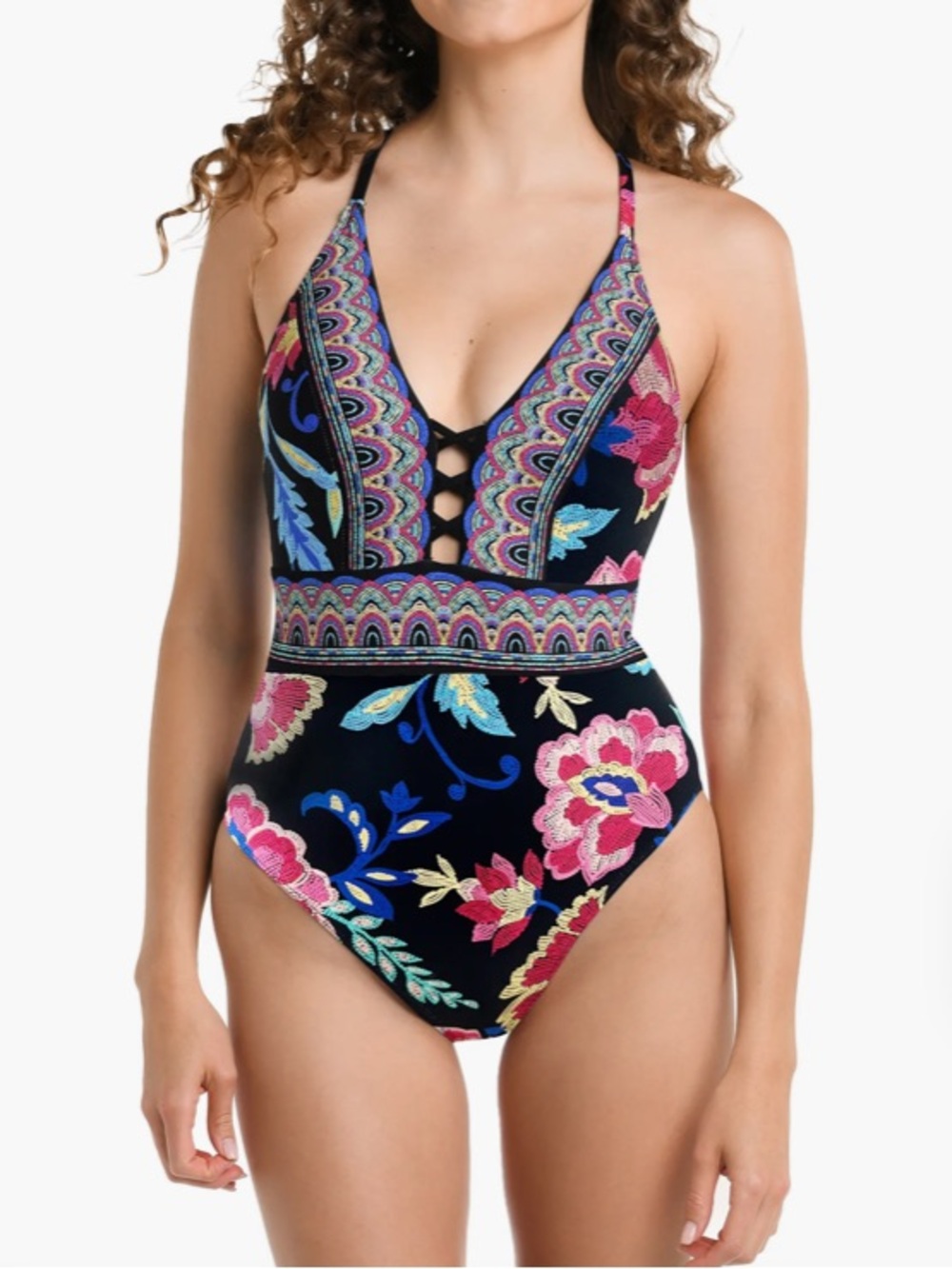 NWT! Floral Embroidered One-Piece Swimsuit - Size 10